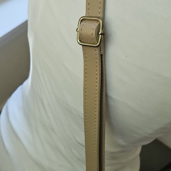 New Vegan Leather Tassel Handbag Purse Shoulder Bag Crossbody Adjustable Beige - Picture 2 of 7